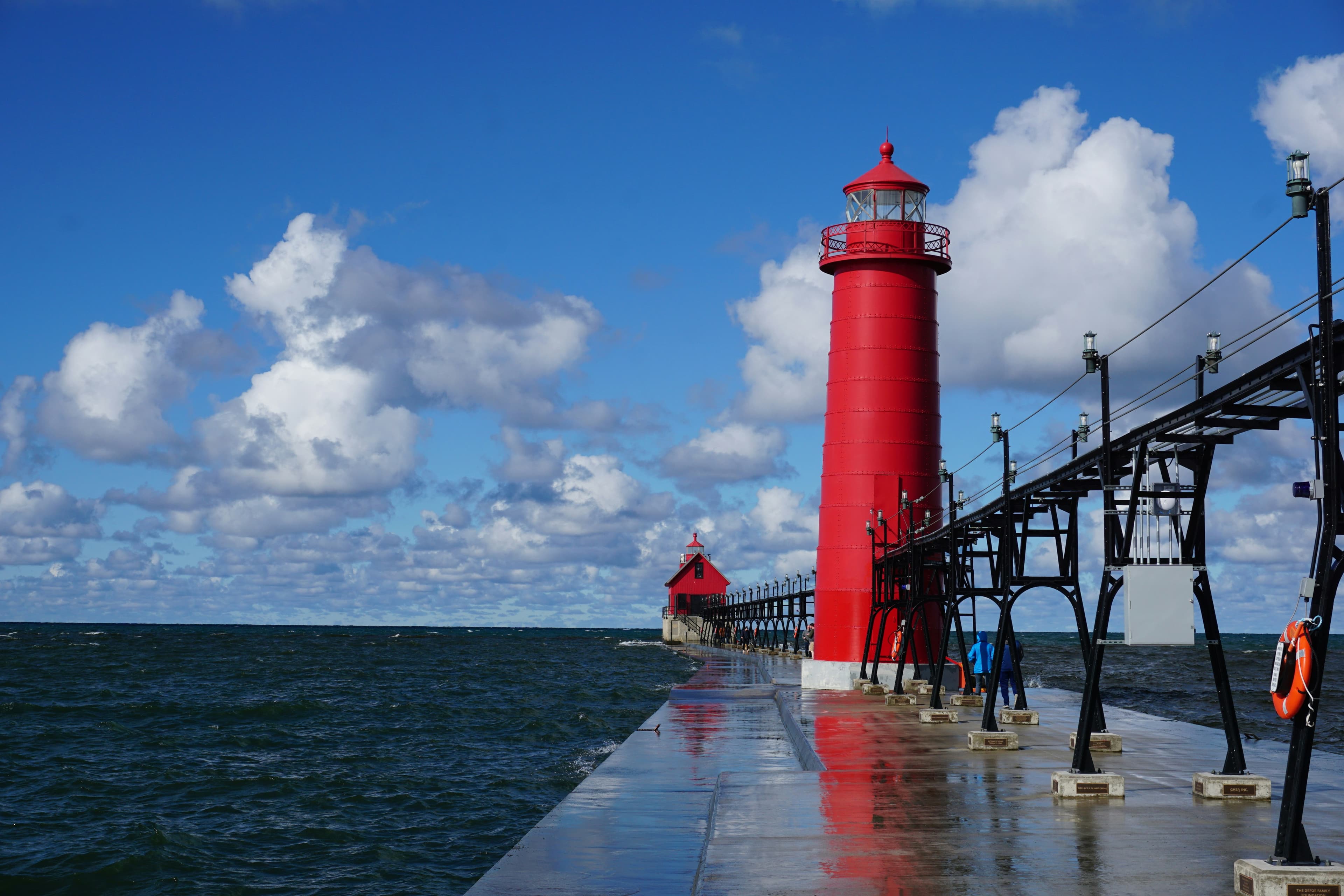 Grand Haven lighthouse on Lake Michigan — iconic West Michigan vacation destination